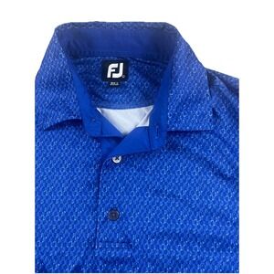 FootJoy Performance Golf Polo Shirt Men's Blue Geometric Short Sleeve Size Large